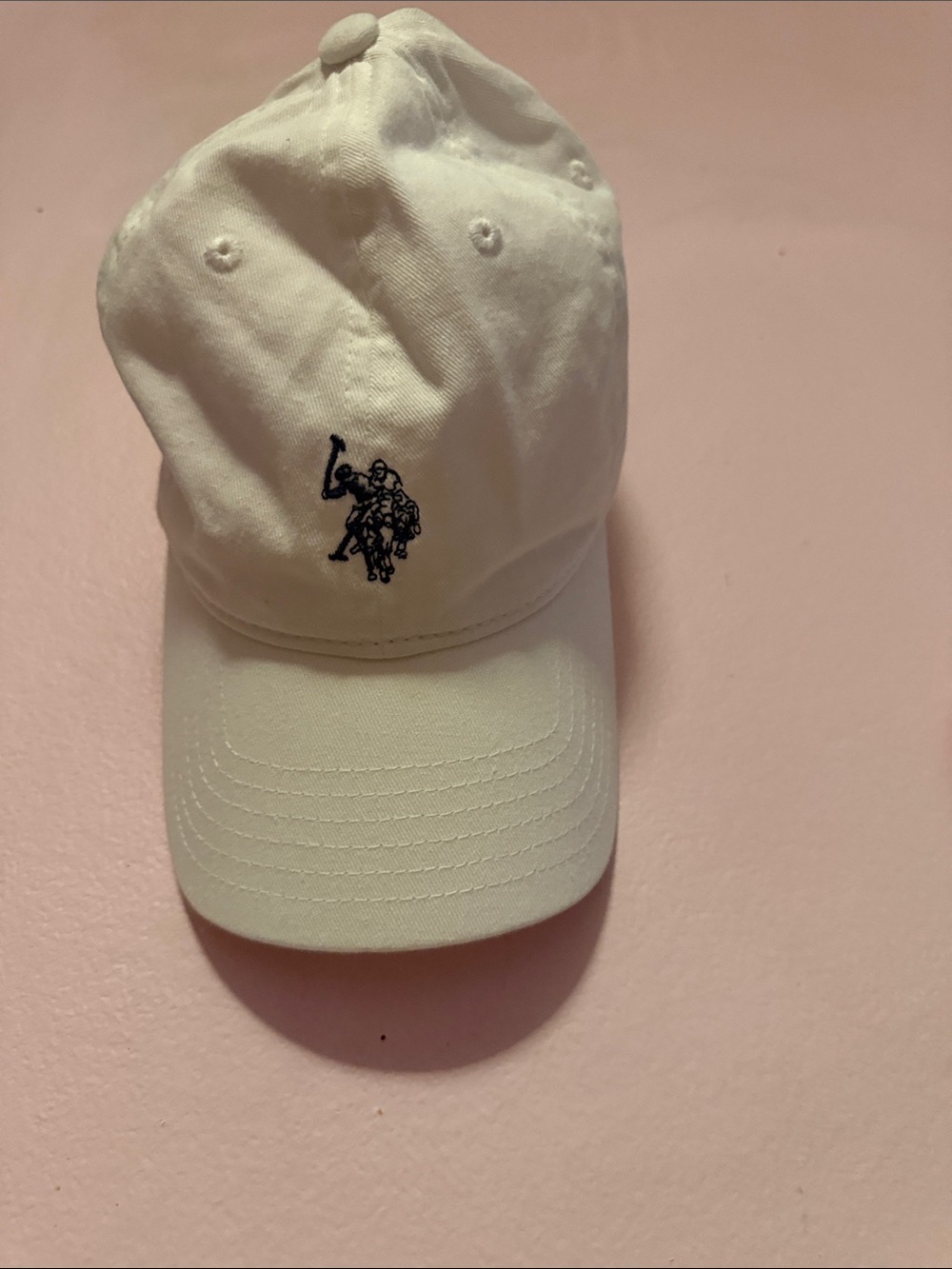 White Baseball Cap with Polo Player Embroidery